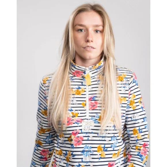 NWT Women Size 4 or 20 Joules Floral Casual Half Zip Floral Pip Print Sweatshirt - Picture 3 of 7